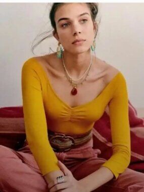 SEZANE Bella Bodysuit Sunflower M